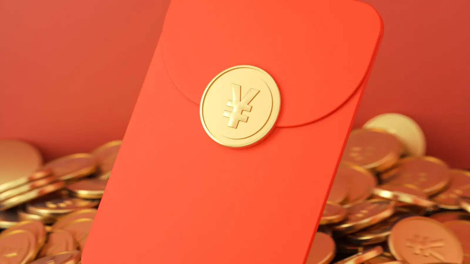 Chinese yuan banknotes and coins spread on a surface